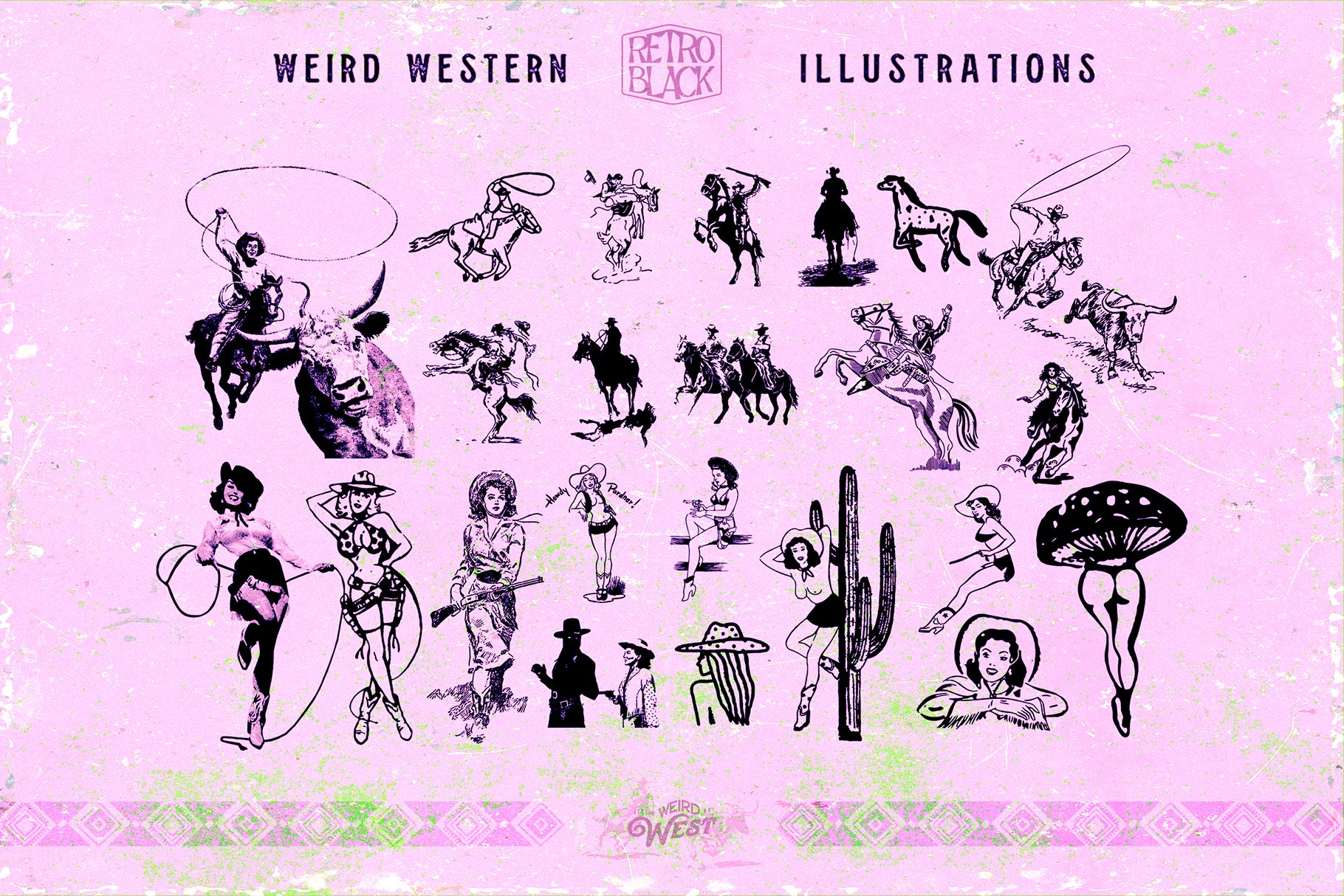 320款90年代复古西部牛仔沙漠元素动物仙人掌矢量图标插图AI矢量设计素材 320 Western Icons and Illustrations（7712）图层云4