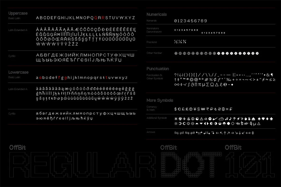 英文字体：暗黑复古8it现代像素风格海报标题服装包装设计英文字体 OffBit Typeface（7690）图层云5