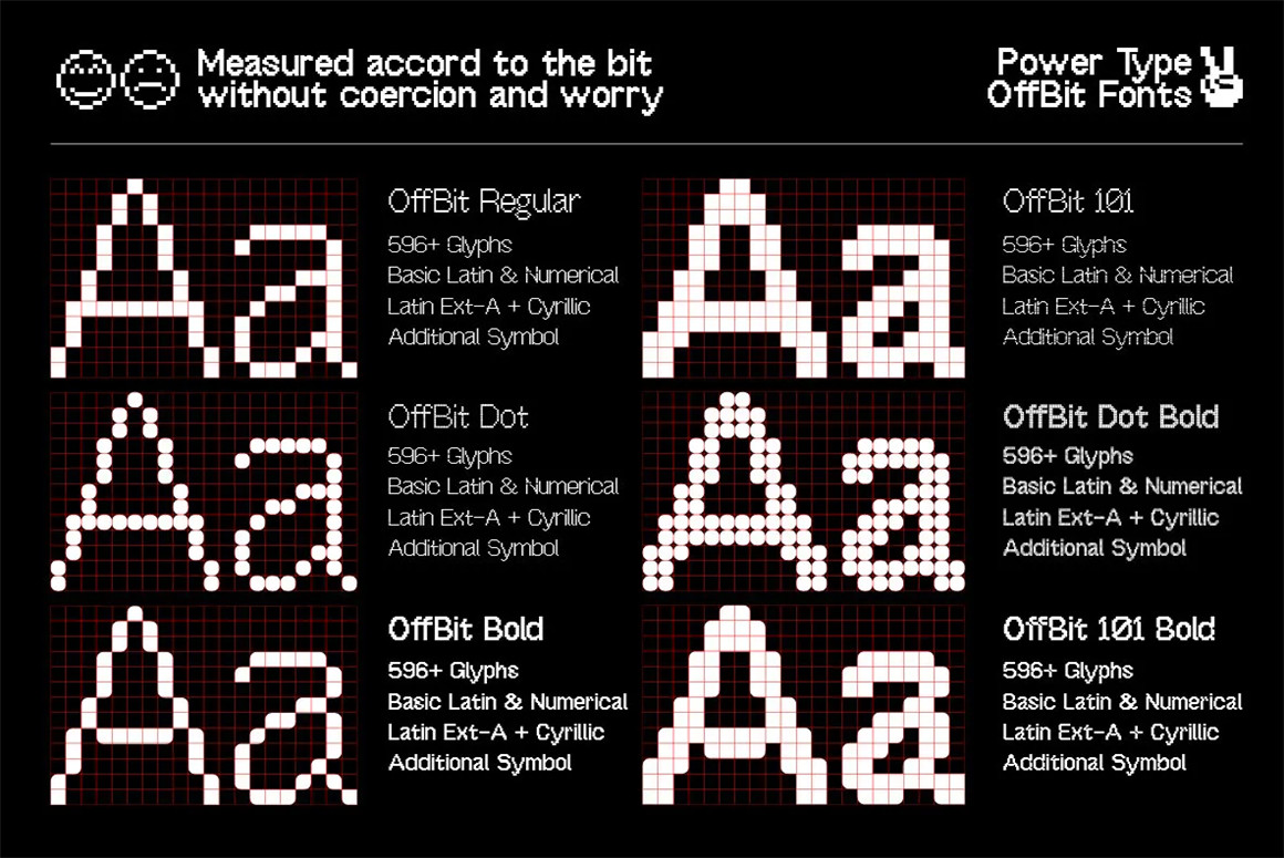 英文字体：暗黑复古8it现代像素风格海报标题服装包装设计英文字体 OffBit Typeface（7690）图层云7