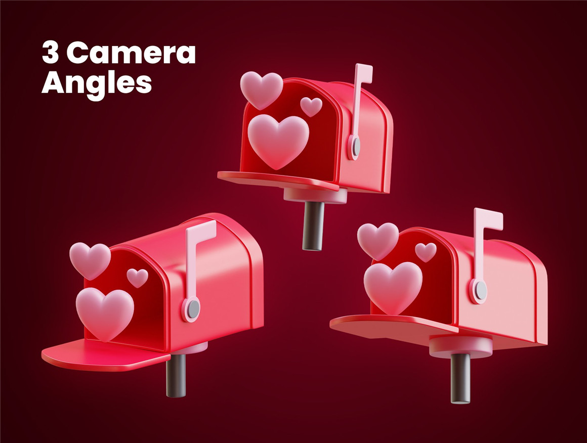 浪漫七夕情人节爱情爱心3D图标元素素材 Valentine's Day 3D Icon（7701）图层云3