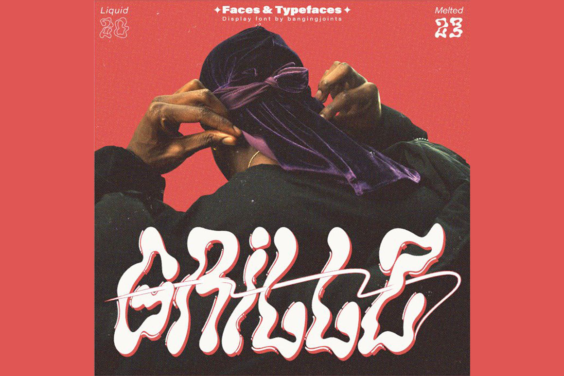 英文字体：复古手绘时髦扭曲Y2K美学时尚海报传单印刷品字体包 Psymorph - Trippy Display Font（7711）图层云