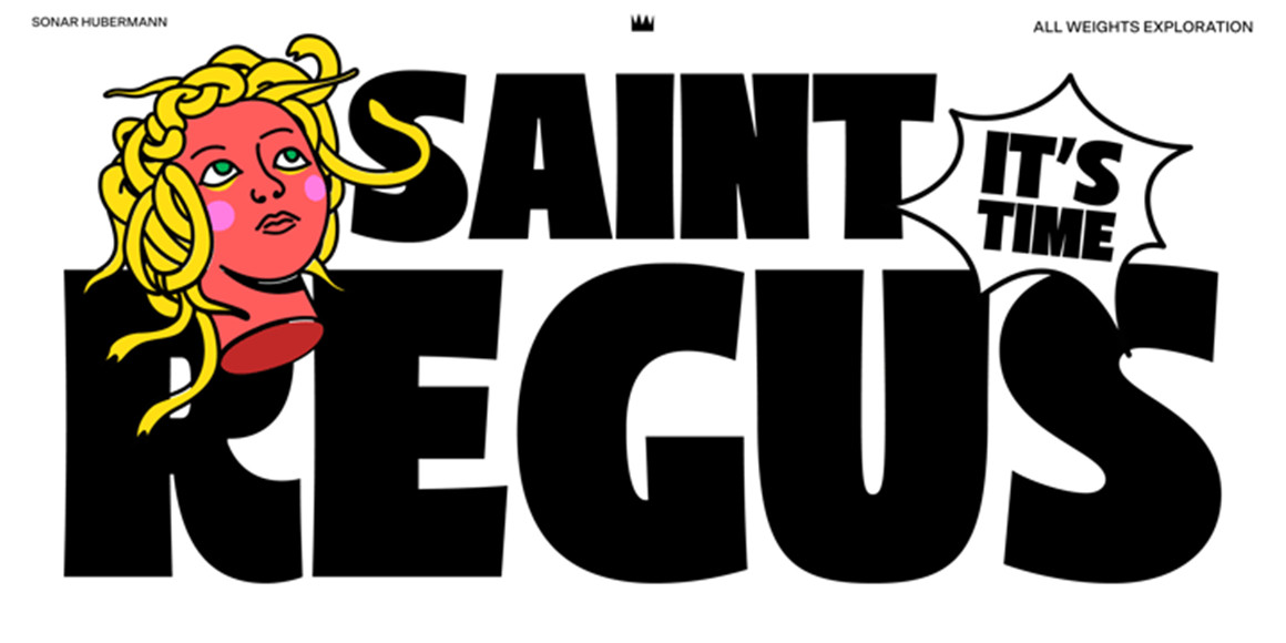 时尚趣味浓缩电影海报标题品牌logo设计无衬线英文字体设计素材包 Saint Regus Font Family（7716）图层云4