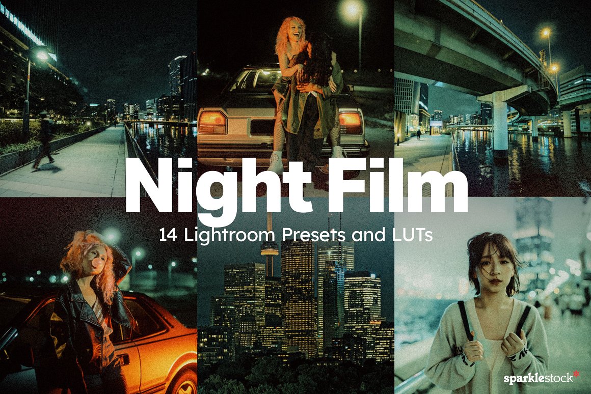 复古夜景胶片摄影电影感情绪人像LR+LUT调色预设（7719）