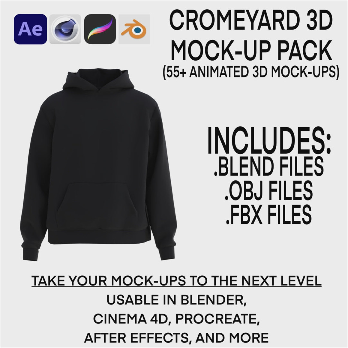 Crome Yard 55种独特3D潮牌服装配饰服装样机模型包 V1 （7727）图层云