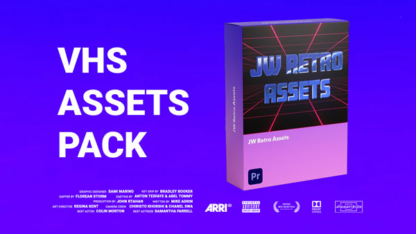 Jamie Windsor 复古16mmVHS效果模拟文字标题调色预设字体包 JW Retro Assets pack（7740）