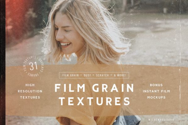 复古自由主义胶片漏光颗粒灰尘划痕纹理叠加层边框+PSD样机 Film Grain Textures & Instant Film Mockups（7753）