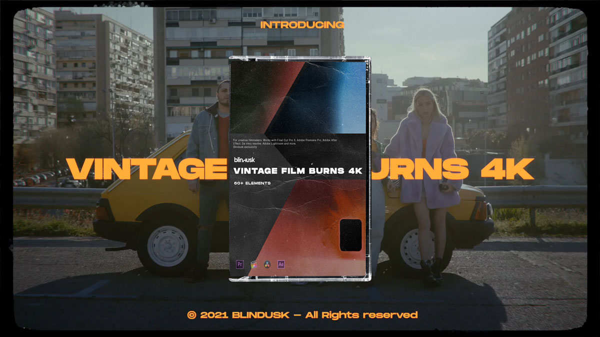 Blindusk 69个8mm复古电影燃烧胶片烧录纹理覆盖视频素材 VINTAGE FILM BURNS（5155）