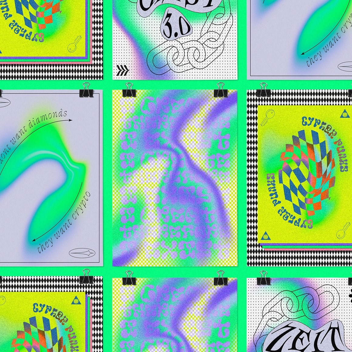潮流迷幻渐变复古科幻霓虹弥散光海报背景底纹图片设计素材 NEON DREAM Gradient Set（7810）图层云6