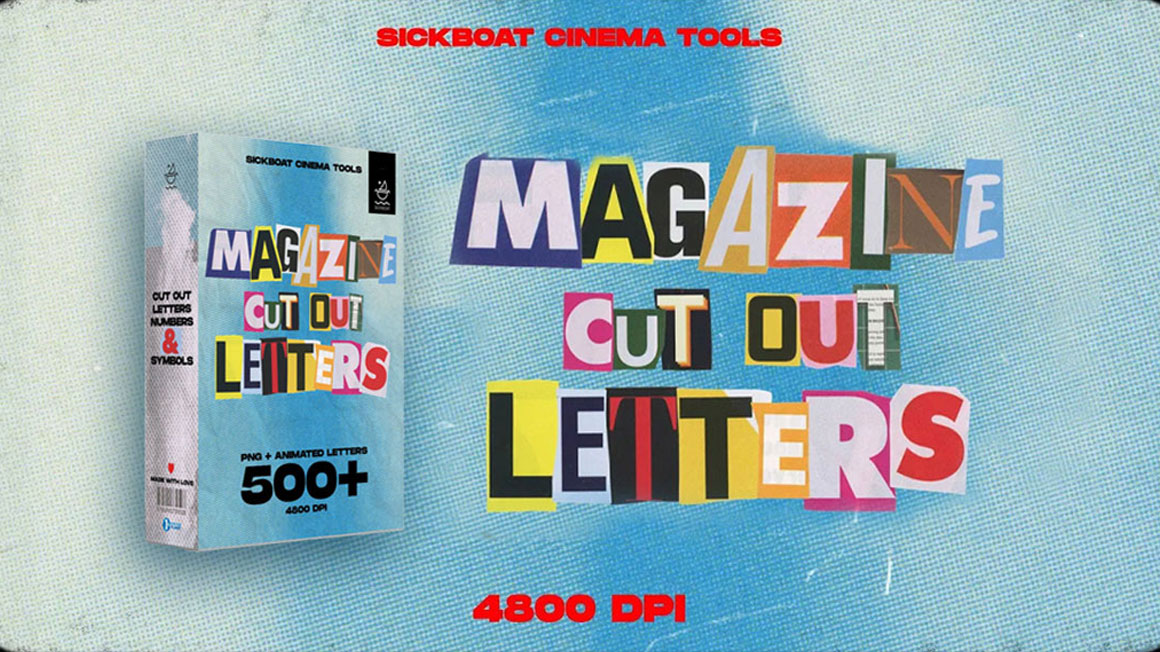 500多种拼贴艺术美学杂志报纸手工剪裁字母数字符号背景免扣PNG+视频素材包 Sickboat Magazine Cut Out Letters PNG + Animations（7171）
