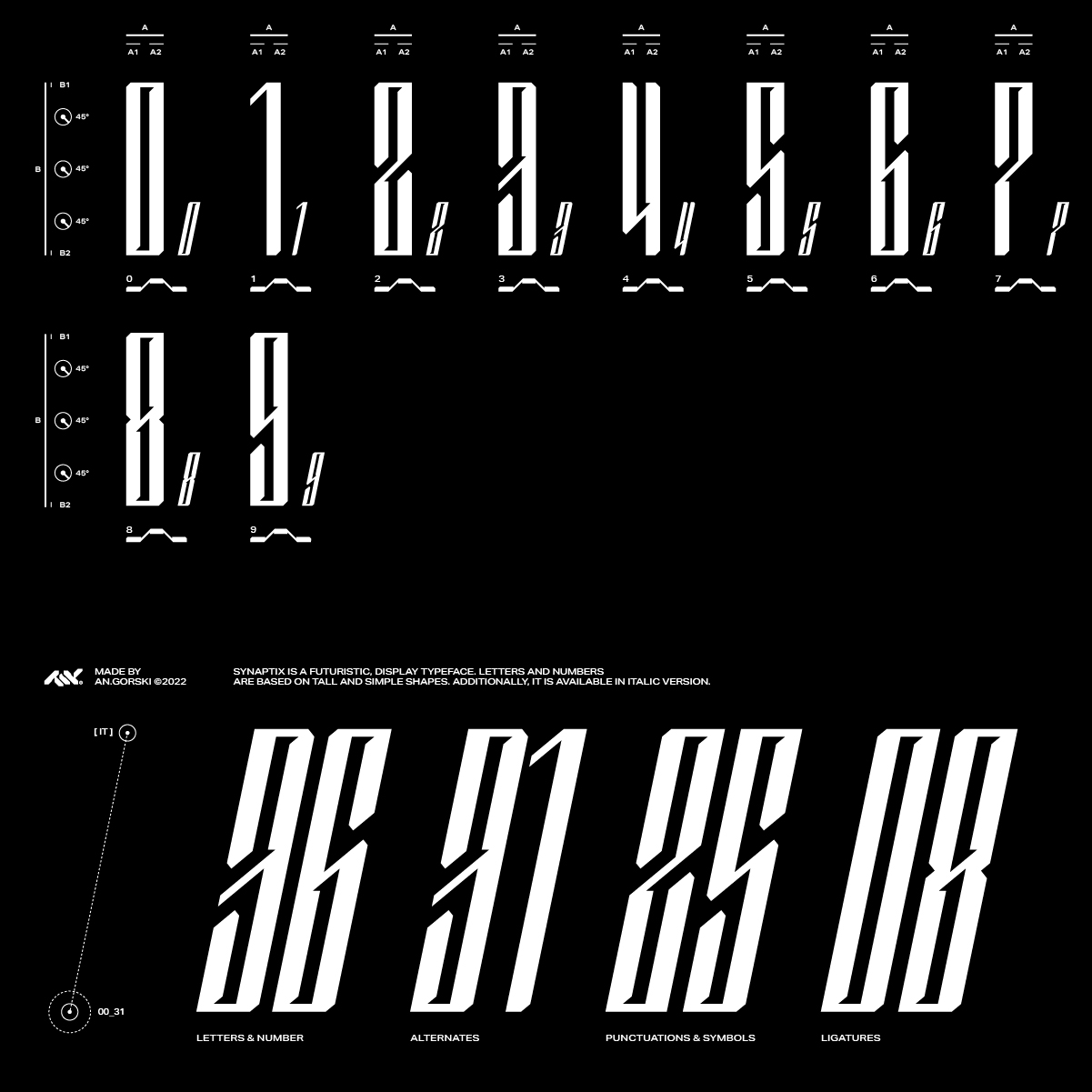 几何创意赛博朋克抽象艺术海报标题排版logo无衬线装饰英文字体 Synaptix（7933）图层云