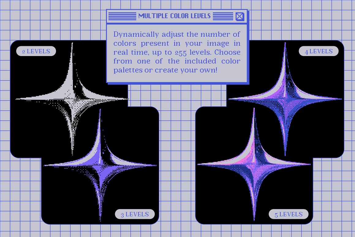 MIKSKS 复古低保真位图抖动半色调美学图案调色板+PSD模板 MIKSKS - Dithering Automator（7992）图层云2
