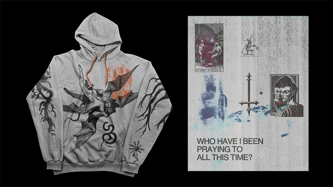 新潮复古恐怖叛逆嘻哈说唱元素T恤半袖印花图案设计PNG+PS动作素材包（8031）