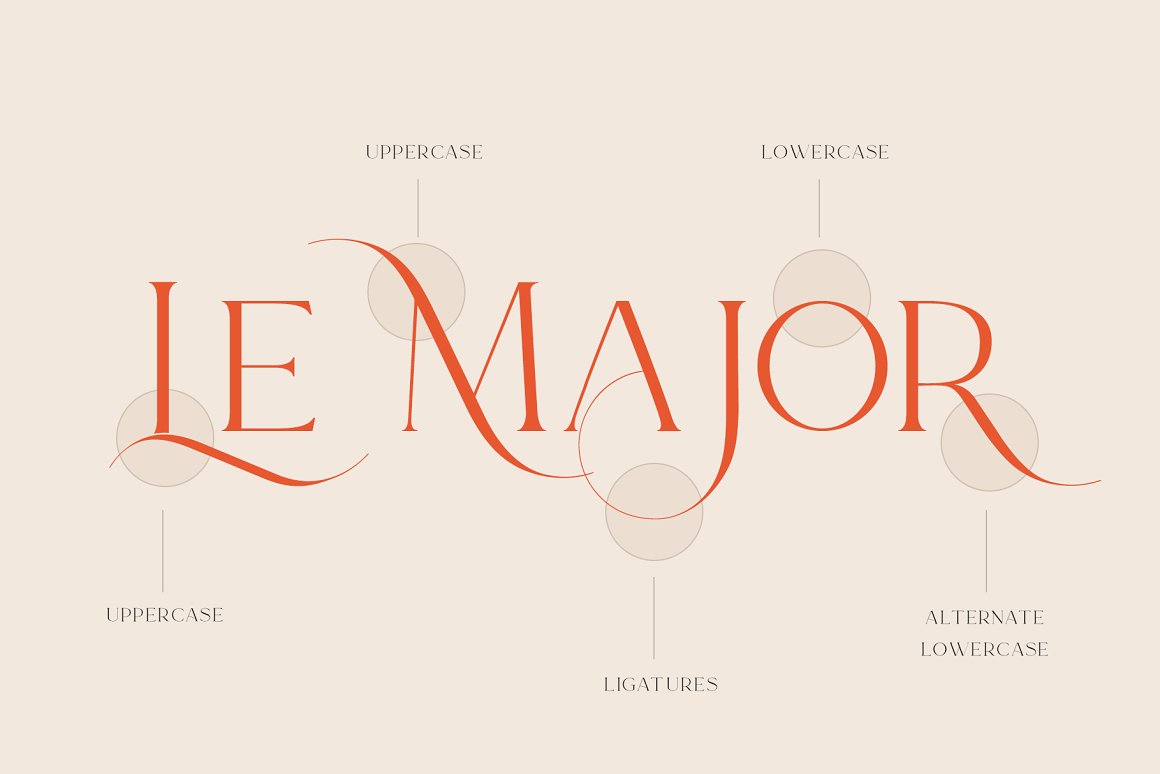 英文字体：时尚优雅奢华杂志婚礼海报标题衬线Logo英文艺术字体设计素材 Le Major Font（8050）图层云5