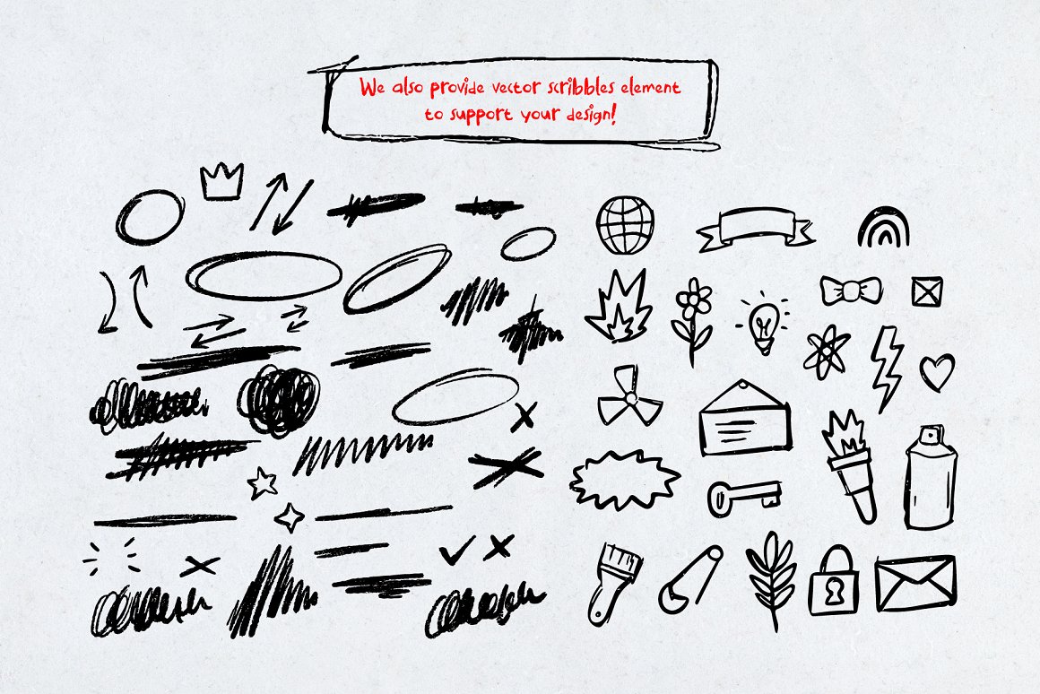 英文字体：童趣可爱手写马克笔真实笔迹模拟涂改艺术涂鸦英文字体设计素材（8051）图层云7