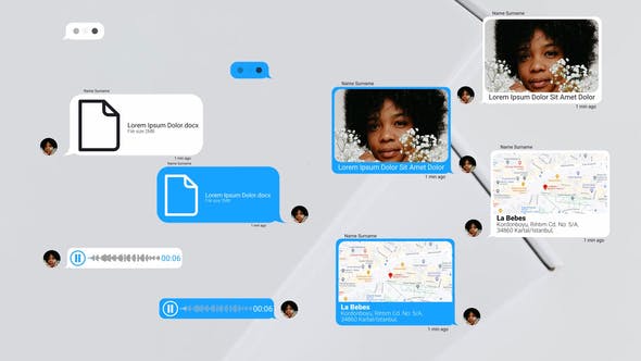 达芬奇模板：手机短信社交聊天弹窗对话气泡动画（8066）图层云