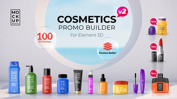 AE脚本：100多个真实3D化妆品包装盒商品宣传展示动画 Cosmetics Promo Builder V2（8079）图层云
