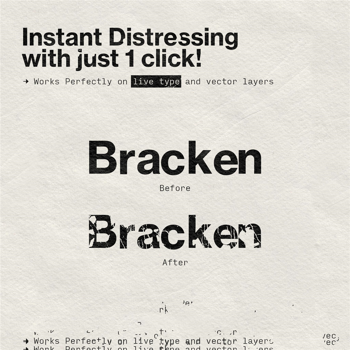 复古纸张裂痕粗糙纹理效果文本标题设计PS图层样式素材包 Bracken – Dry Transfer（8128）图层云