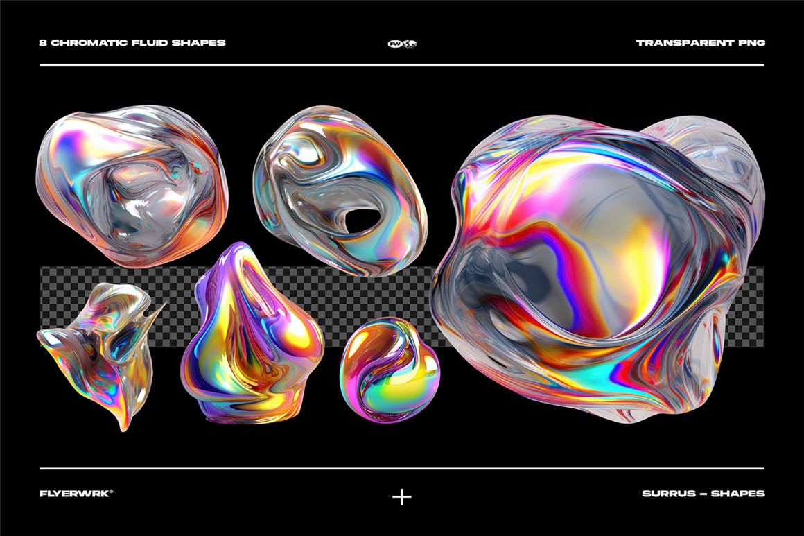 32款潮流迷幻视觉冲击力3D液体流体抽象艺术海报背景图片设计素材（8137）图层云