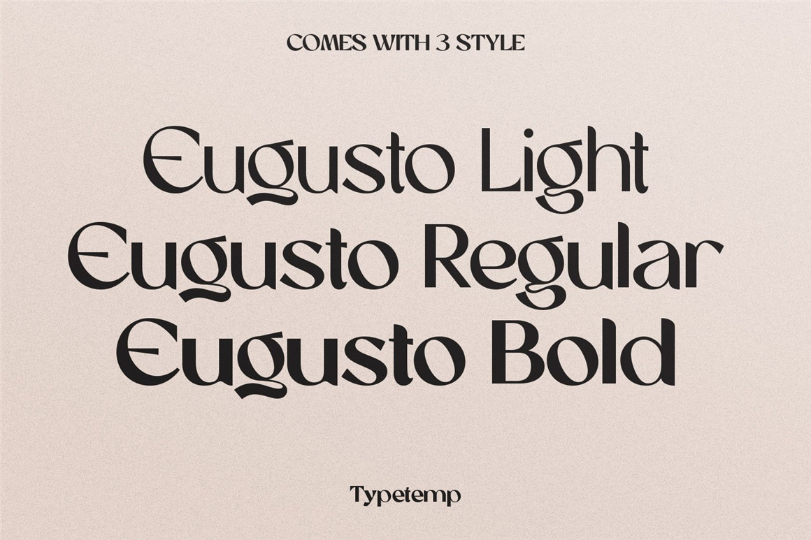 英文字体：现代时尚优雅女性化品牌推广海报标题设计Logo英文字体素材包 Eugusto Display Typeface图层云