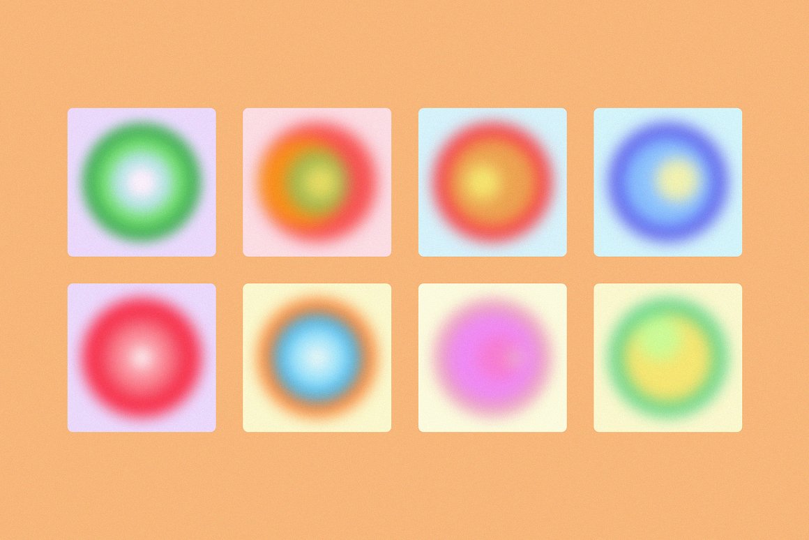 48款渐变高清模糊噪点颗粒纹理抽象艺术圆圈PNG免抠背景图设计素材 Round Circle Gradient Textures Pack（8265）图层云