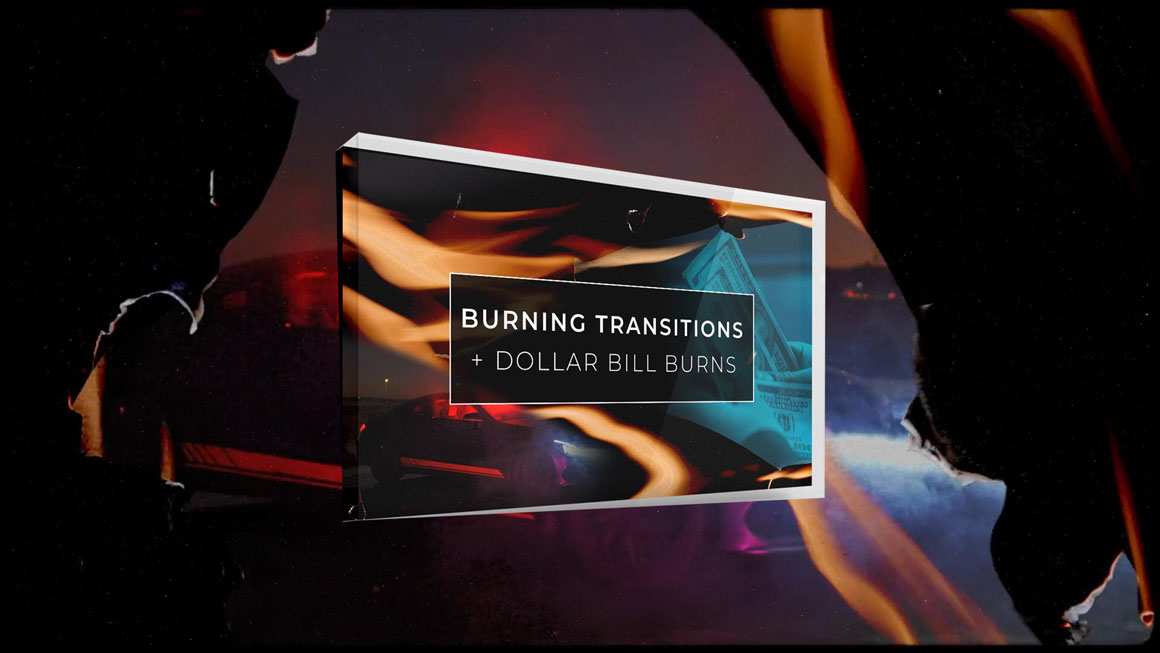 Vamify 25种嘻哈风格美元纸火焰燃烧转场视频+音效素材 Vamify – Burning Transitions（8280）图层云