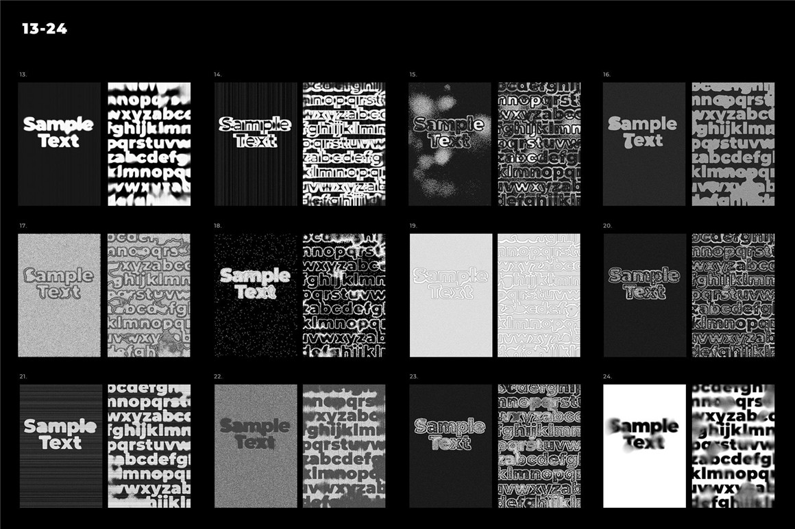 复古印刷抽象艺术失真扭曲故障风文本海报设计PSD样机模板源文件套装 40 Photoshop Text Effects Vol.2（8424）图层云
