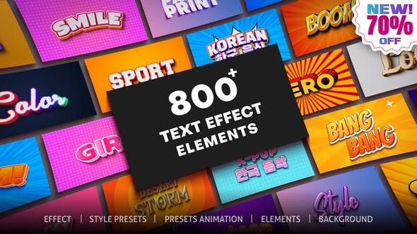 AE脚本：800+三维卡通时尚复古广告包装文字标题特效字幕动画预设 破解版