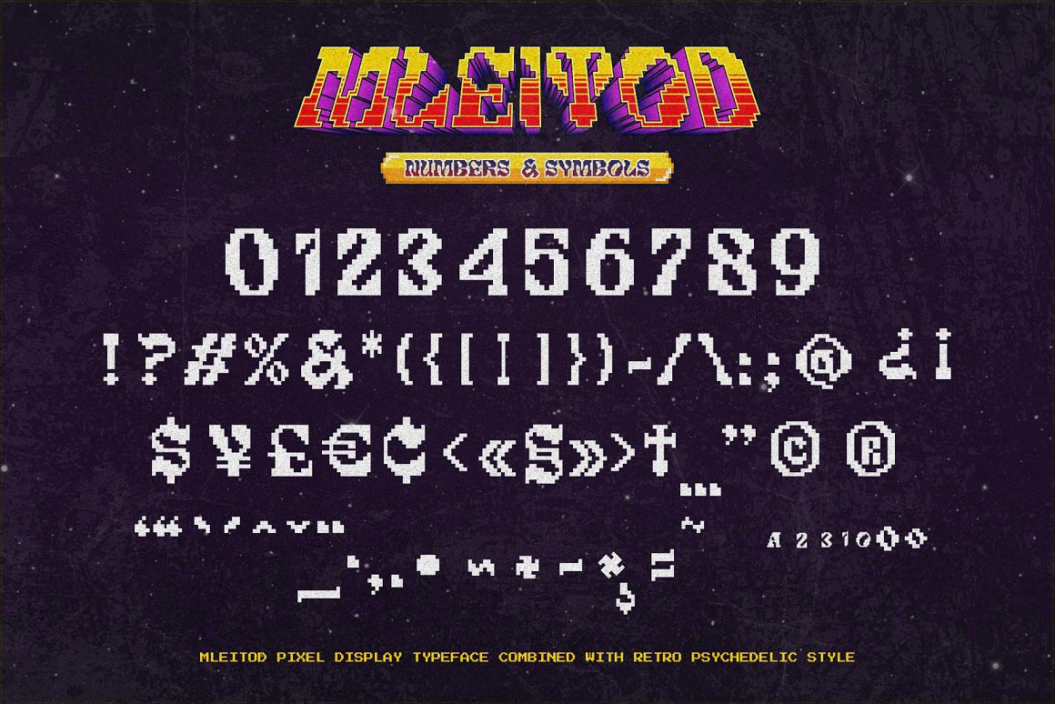 复古独特迷幻像素风游戏乐队标题logo设计英文字体安装包 Mleitod（8433）图层云