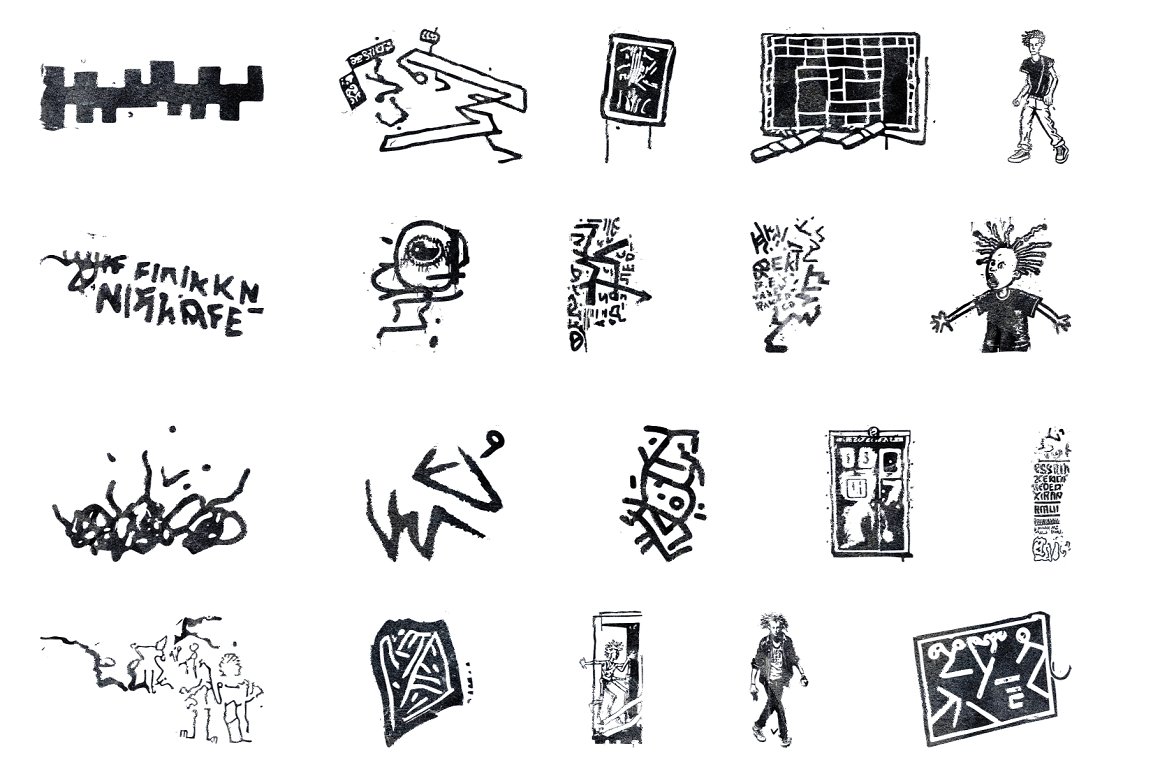 复古街头涂鸦艺术Y2K反设计叛逆手绘钢笔插画插图AI矢量设计套装 Anti-Drawings Vol. 3 x286 Vectors（8456）图层云