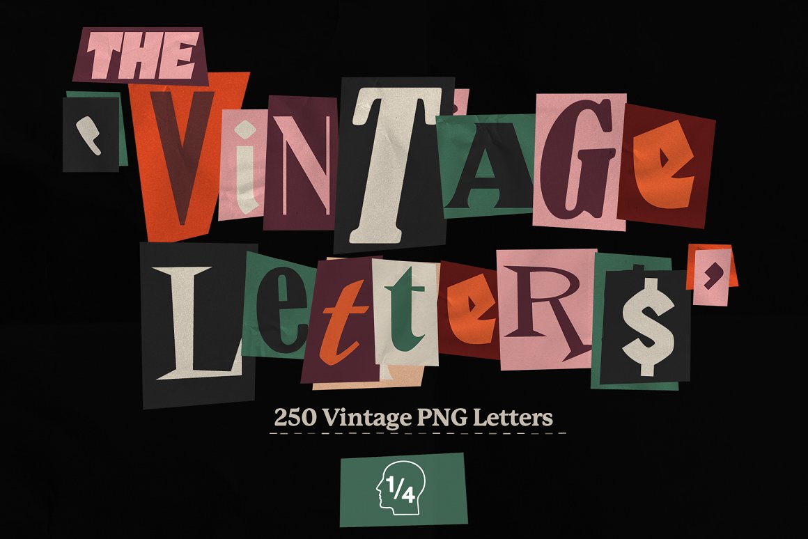 205个高清复古老式数字字母剪贴画拼贴画PNG免抠图设计素材包 Vintage Letters（8479）图层云