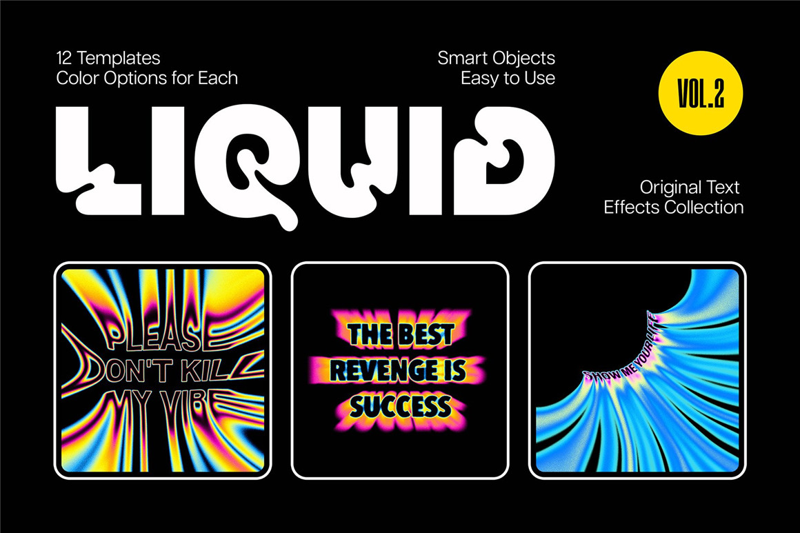 新潮复古迷幻视觉酸性液体艺术音乐海报封面融化文字效果 LIQUID TEXT EFFECTS VOL.2（8502）