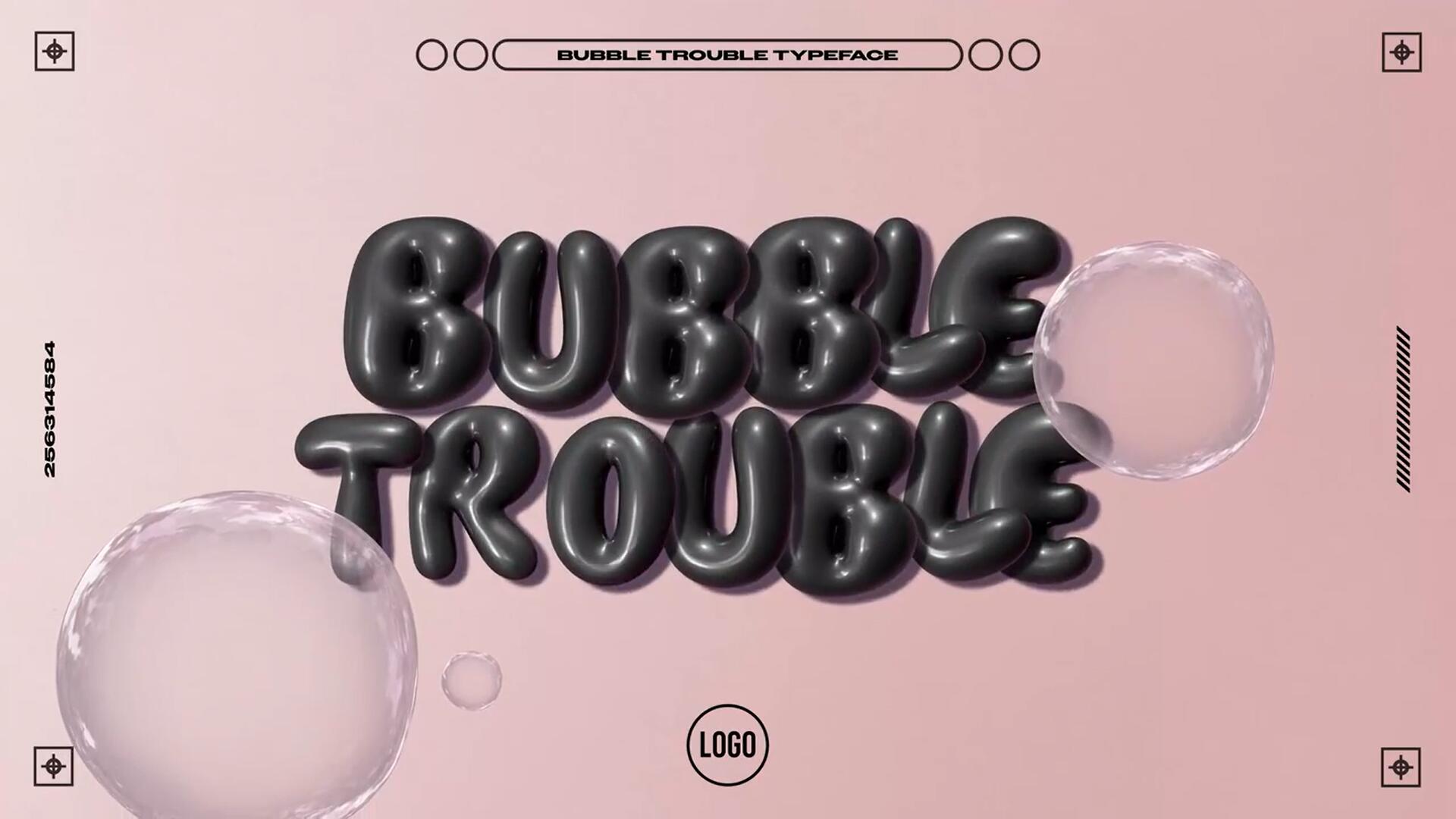 AE模板：趣味卡通圆润胖乎乎y2k气球气泡标题时尚背景动画样式 Bubble Trouble Typeface（8517）图层云
