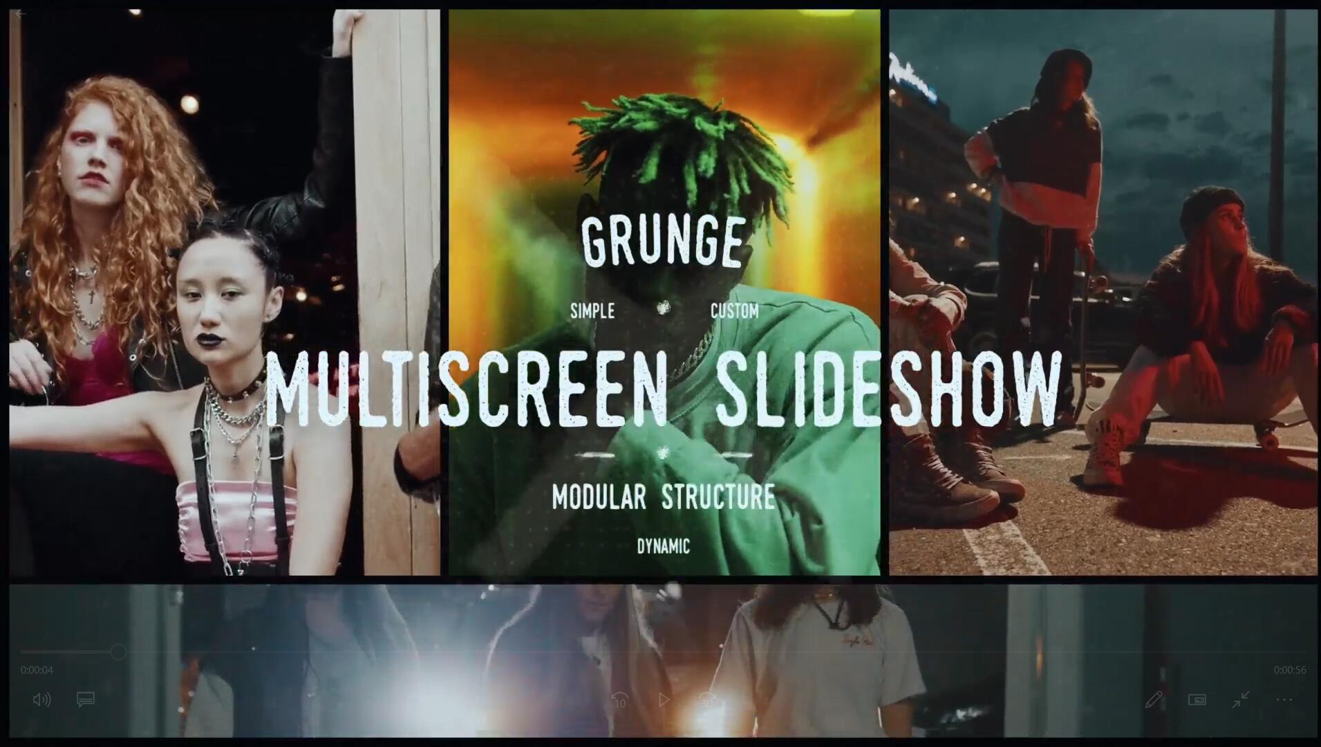 PR模板/预设：嘻哈蒙太奇风格街头手绘潦草笔触拼贴画分屏包装 Grunge Grid Multiscreen Slideshow | Premiere Pro（8521）图层云