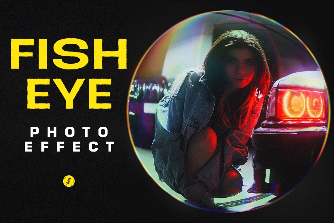 嘻哈新潮鱼眼镜头特效照片处理特效PS样机模版素材 Fisheye Lens Photo Effect（8573）