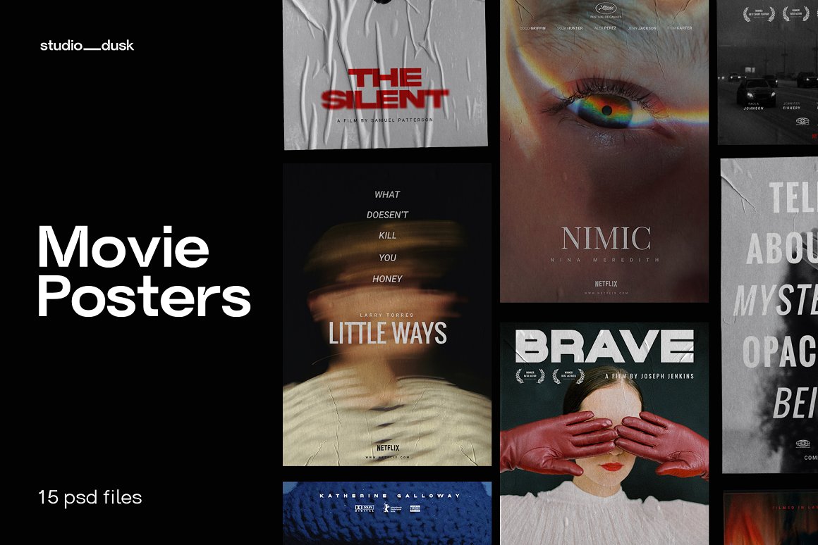 15个好莱坞史诗级电影预告片剧院竖屏电影海报PSD模板 Movie Poster Templates（8640）图层云