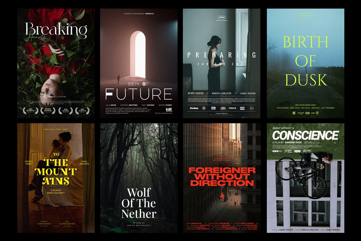 40个优雅电影美学史诗级封面演员表小红书竖屏海报标题PSD模板 Pixflow Movie Posters Vol.1（8658）图层云