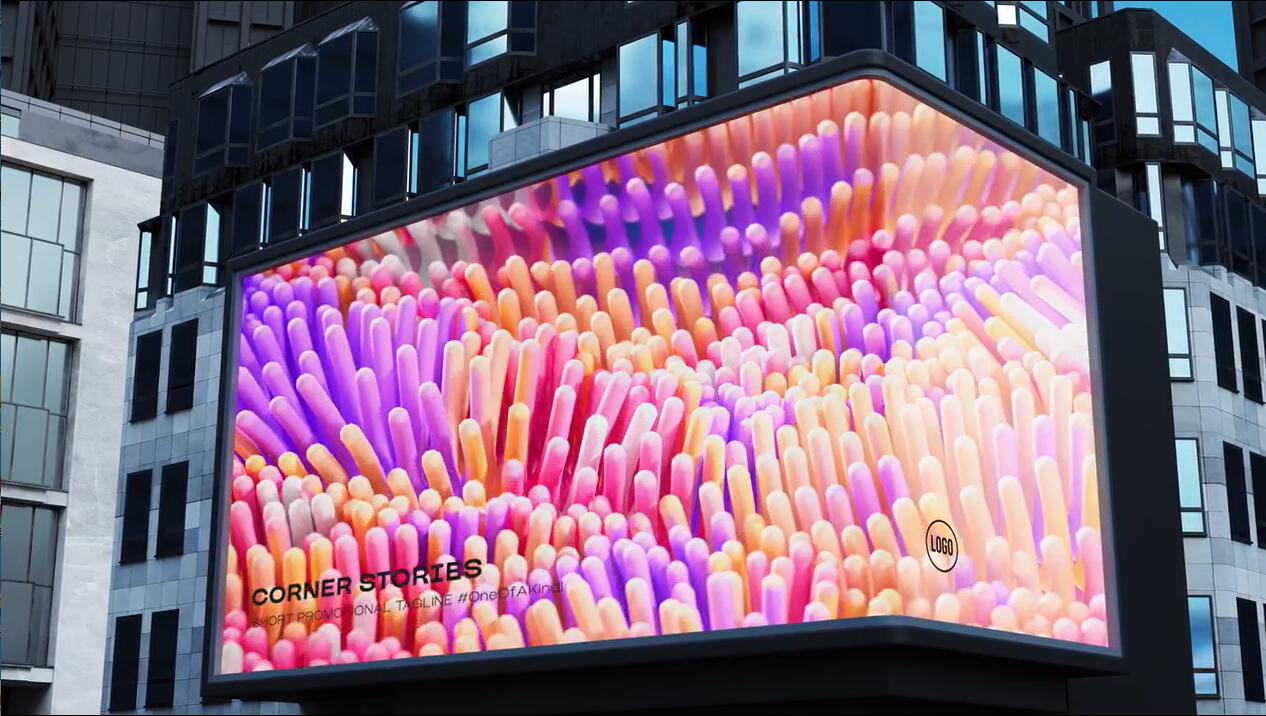 AE模板：10个逼真城市3D弯曲街角广告屏场景效果包（8755）图层云