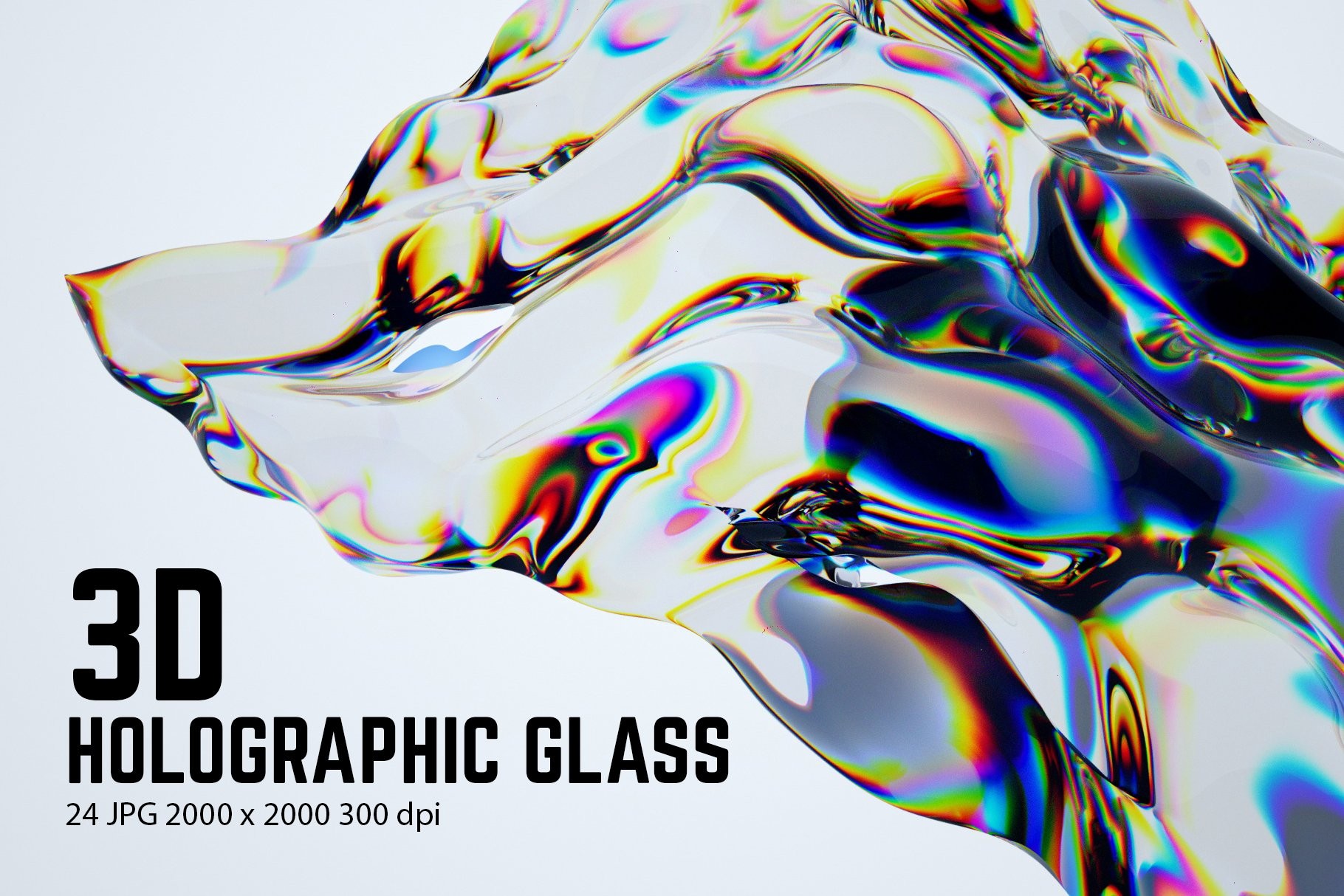 24款未来全息3D立体液体水晶玻璃抽象艺术JPG背景图片设计素材 3D Holographic Glass – Texture Pack（8766）图层云
