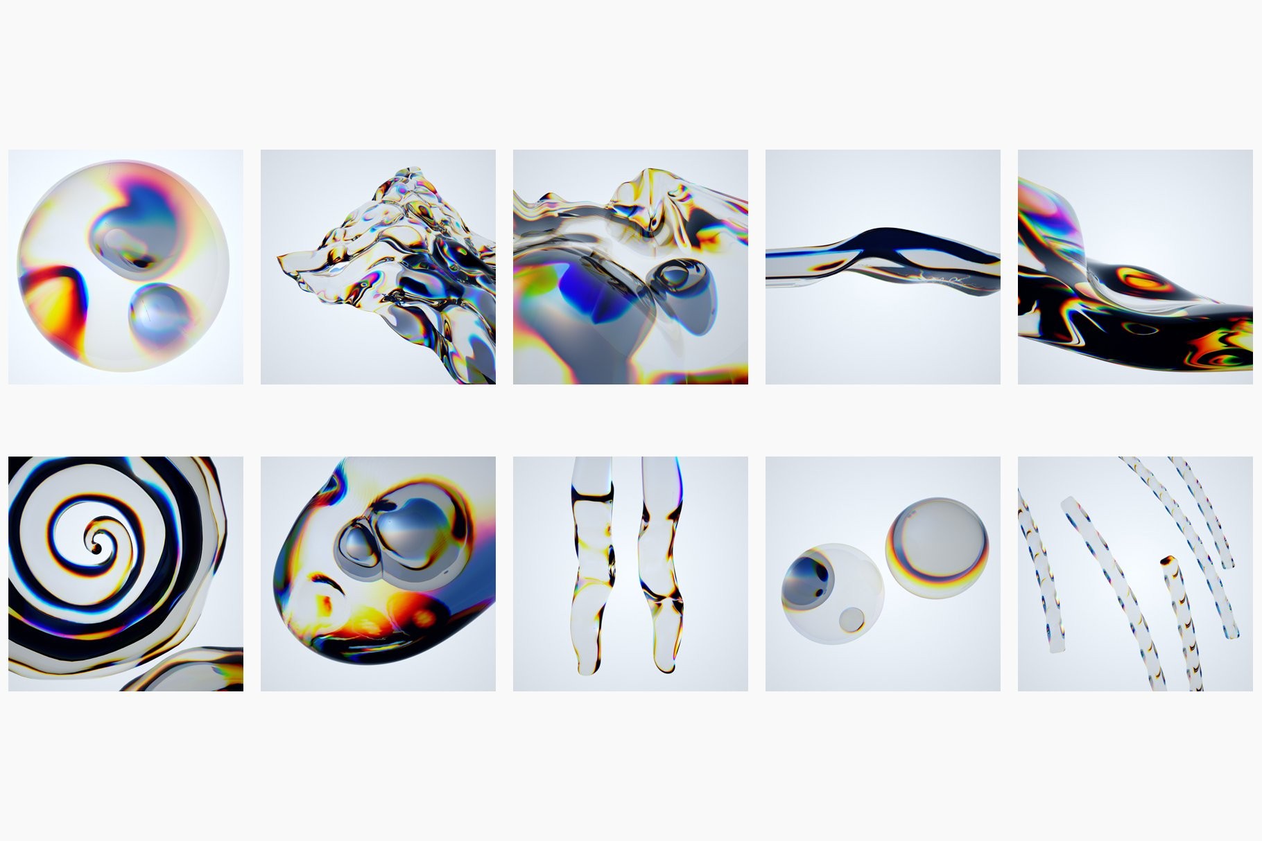 24款未来全息3D立体液体水晶玻璃抽象艺术JPG背景图片设计素材 3D Holographic Glass – Texture Pack（8766）图层云