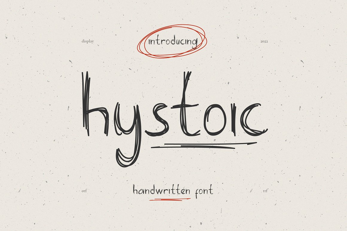 英文字体：凌乱涂鸦风手绘手写笔记书法海报封面杂志字体安装包 Hystoic Display Handwritten（8842）