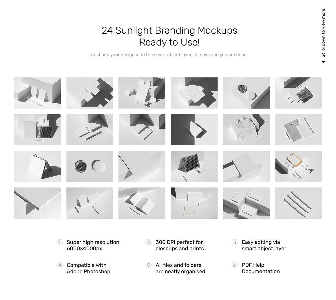Sunlight Branding Mockups 24款质感名片信纸徽章折页文具品牌VI应用设计作品贴图ps样机素材（8892）图层云