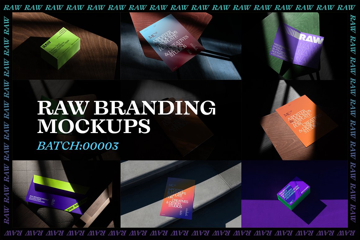 35款名片信封单页折页海报品牌Vi设计贴图Ps样机素材场景展示效果 Raw Branding Mockups / Batch 00003（8936）