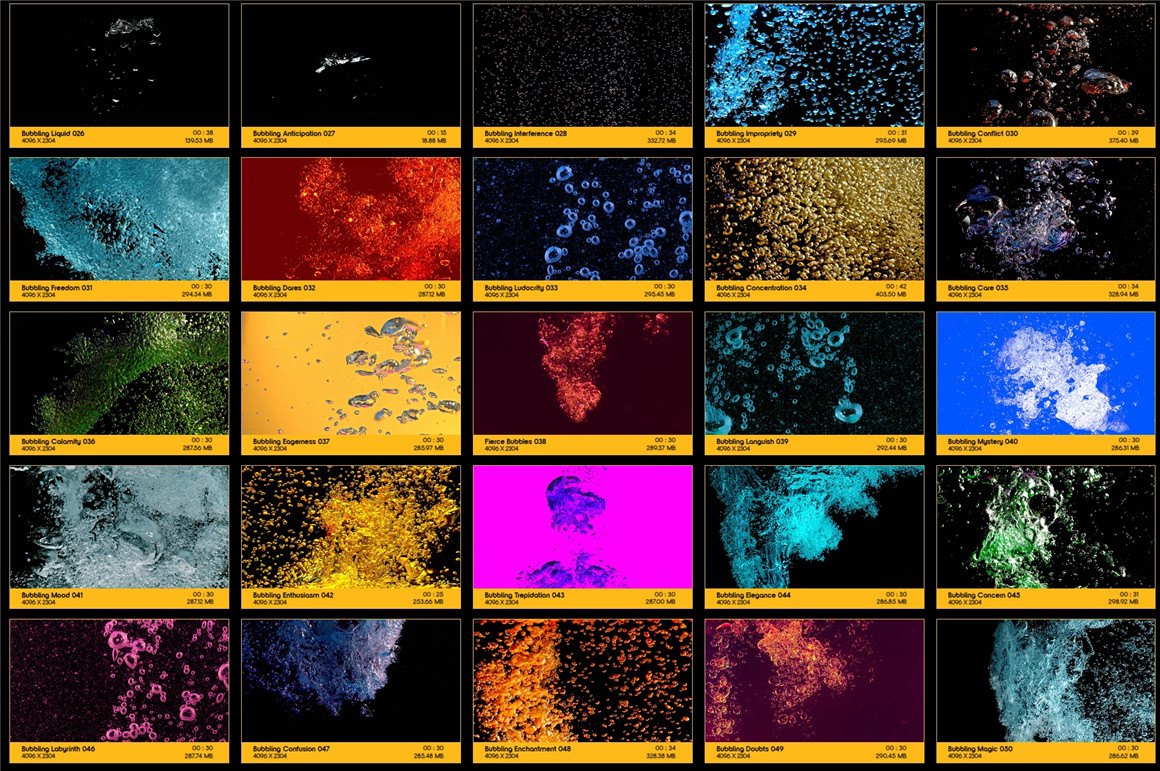 视频素材：130种液态水花水泡气泡动画特效4K视频素材 BBV38 Liquid Bubbles（8983）图层云