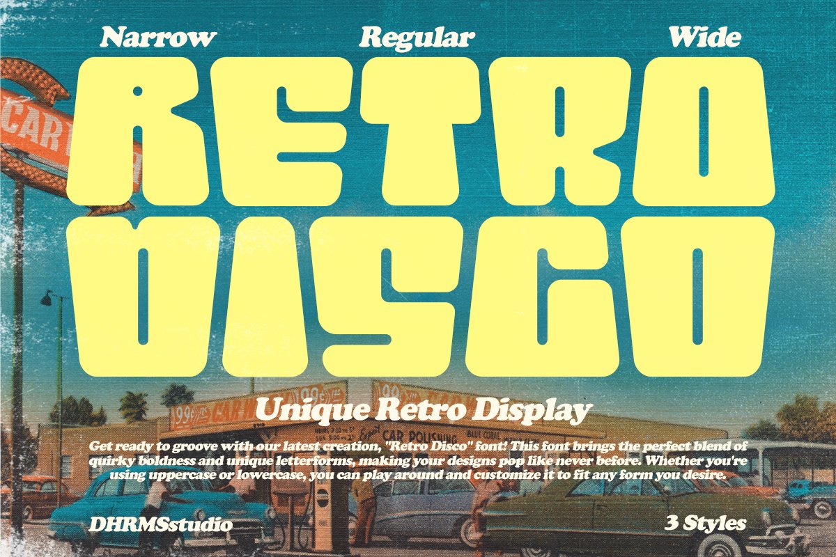 俏皮感时尚复古品牌海报徽标设计装饰英文字体 Retro Disco - Unique Retro Display（8951）