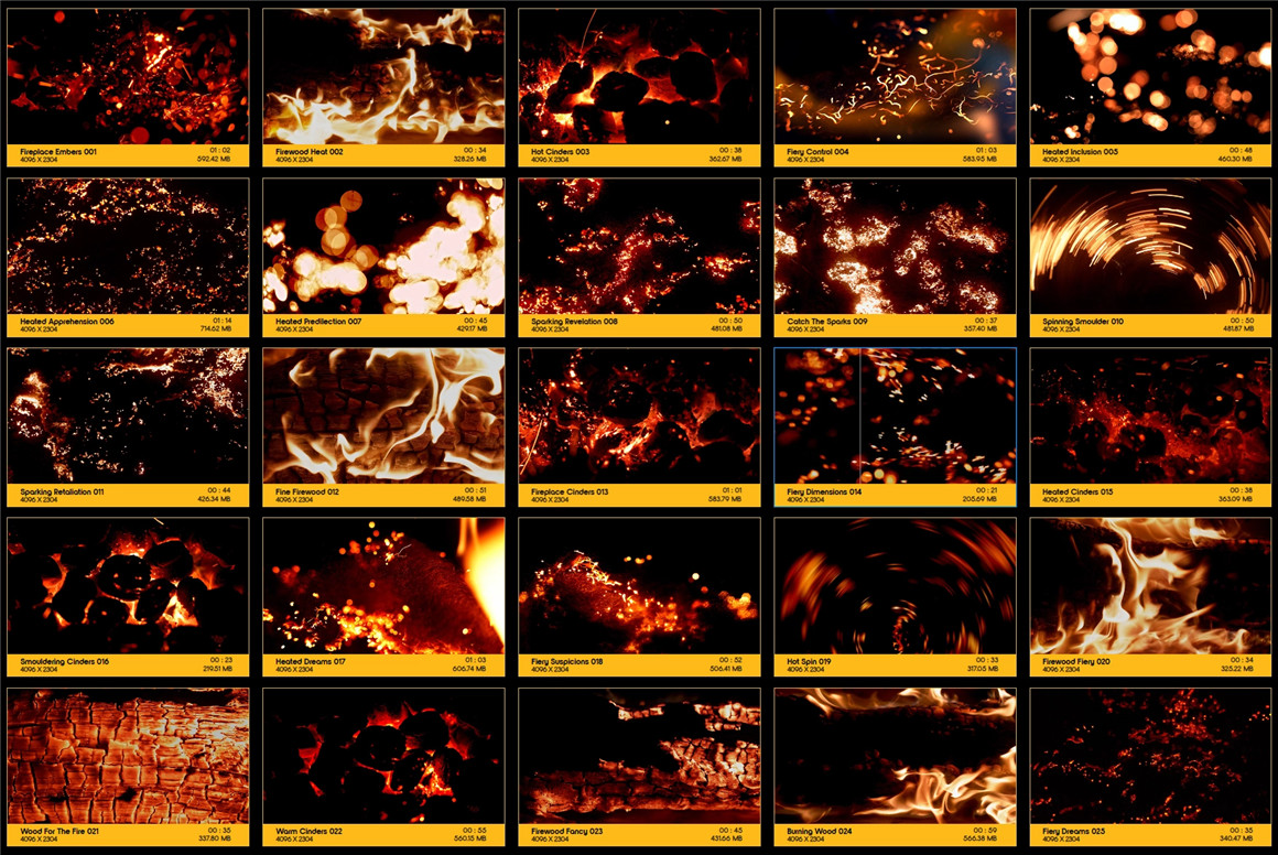 视频素材：100组真实木头燃烧火焰炽热柴火花特效动画4K视频素材 BusyBoxx V30 Smouldering Hot（8944）图层云