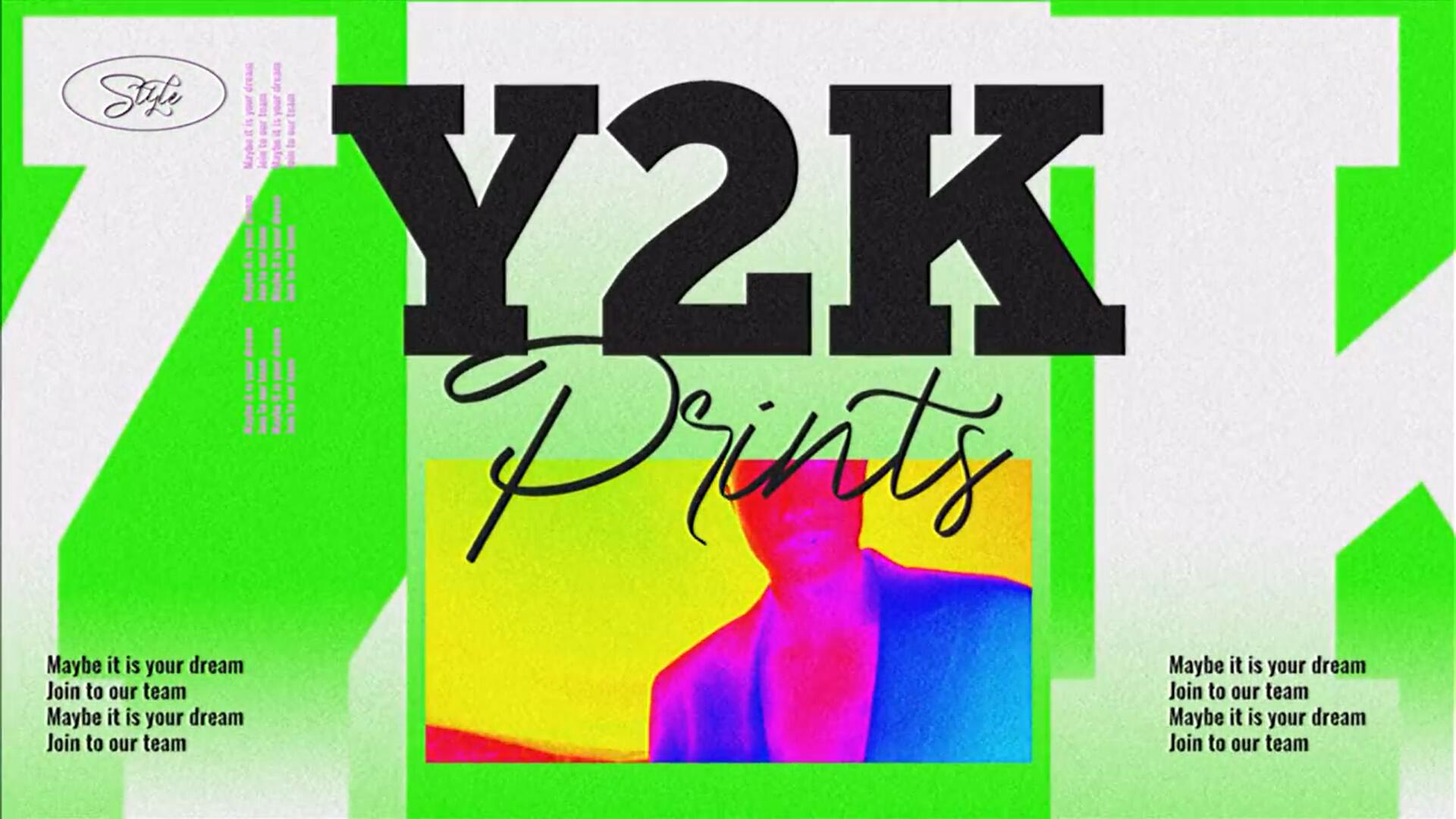 AE模板：复古Y2K半调位印刷图像素颗粒趣味拼贴艺术剪贴画背景场景开场片头 Y2K Prints（8959）图层云