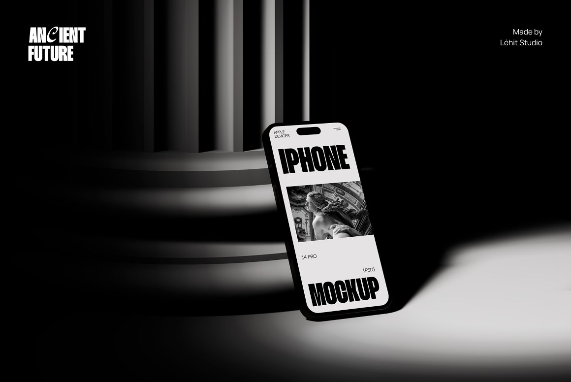 黑暗极简风格质感苹果笔记本电脑手机显示器屏幕UI设计展示PSD样机套装 Ancient Future | Apple Device Mockup（8978）图层云