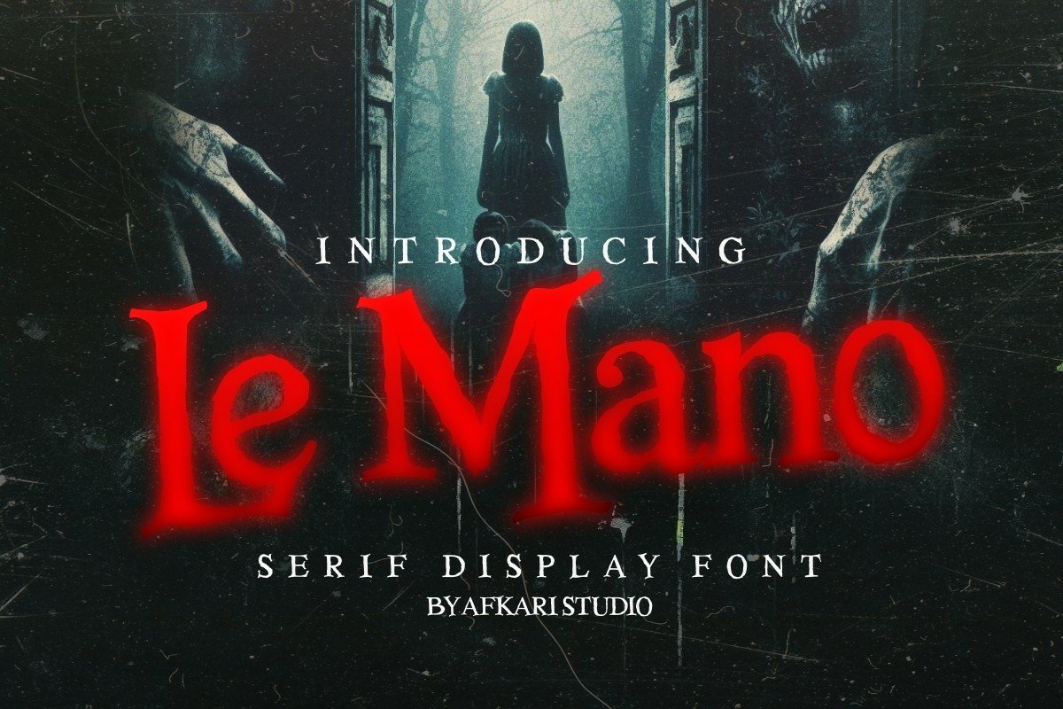英文字体：复古墨西哥风恐怖电音专辑封面标题LOGO徽标设计英文字体安装包 Le Mano – Unique Serif Display Font（9014）