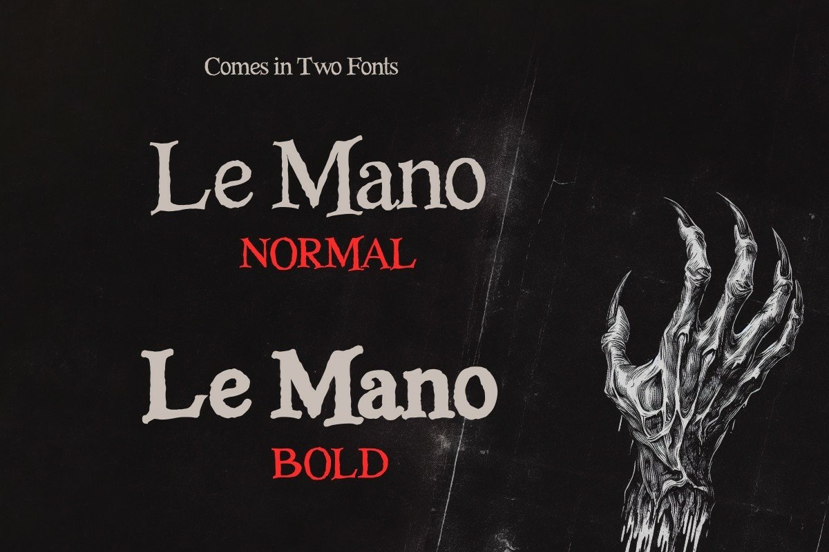 英文字体：复古墨西哥风恐怖电音专辑封面标题LOGO徽标设计英文字体安装包 Le Mano – Unique Serif Display Font（9014）图层云