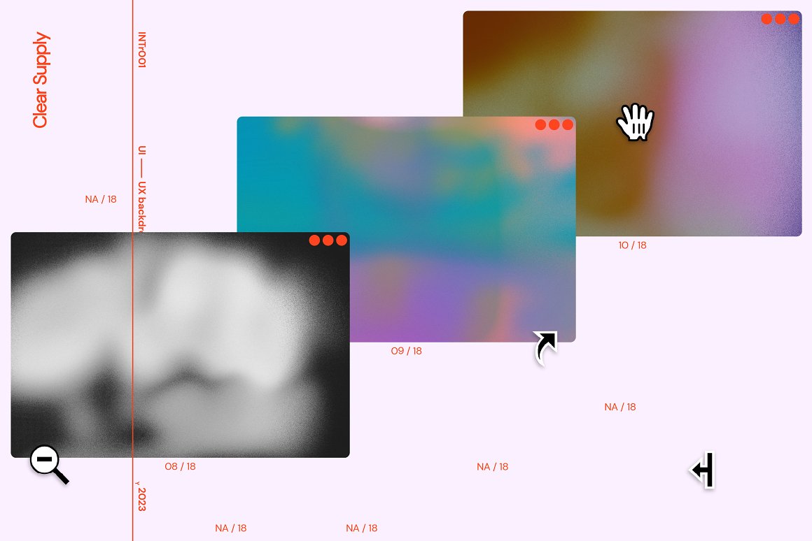 18款极简现代抽象艺术弥散光渐变UI网站海报设计屏幕壁纸背景桌面图片设计套装 INTr001（9066）图层云